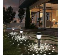 MIFXIN New 6 Pack Solar Outdoor Garden Lights, Solar Waterproof Path Lights, LED Auto Switch Up to 12 Hours, with Warm White Light for Garden Lawn, Driveway, Patio, Path (White Light)