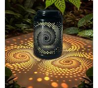 MIFXIN Solar Lantern, Metal Solar Lantern, Metal Outdoor Light with Shepherd's Hook, Waterproof LED Light Garden Ornaments Outdoor for Garden Table Patio Balcony Yard(Bronze) (Rotating Pattern, 1)