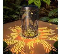 MIFXIN Solar Lantern, Metal Solar Lantern, Metal Outdoor Light with Shepherd's Hook, Waterproof LED Light Garden Ornaments Outdoor for Garden Table Patio Balcony Yard(Bronze) (Wheat Ears, 1)