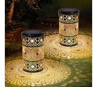 MIFXIN Solar Lantern, Metal Solar Lantern, Metal Outdoor Light with Shepherd's Hook, Waterproof LED Light Garden Ornaments Outdoor for Garden Table Patio Balcony Yard(Bronze) (Sunflower, 2)