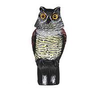 Mify Horned Owl Decoy with Different Tweets and Rotating Fake Owl Statue to Scare Birds Away Pest Bird Deterrent for Patio Yard Garden