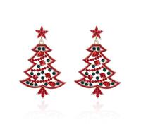 MIFYNN Christmas Tree Rhinestone Dangle Earrings for Women, Sparkly Crystal Xmas Drop Earrings, Holiday Party Costume Jewelry for Christmas Gift, L, Metal, No Gemstone