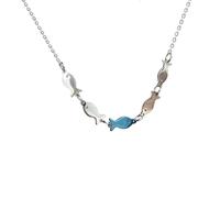 MIFYNN Fish Necklace for Women Men Swim Against The Current Necklace Stainless Steel Two Tone Fish Choker Inspirational Hope Encouragement Spiritual Faith Jewelry, L, Stainless Steel, No Gemstone