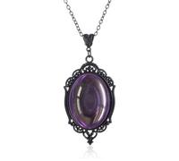 MIFYNN Gothic Stardust Crystal Cameo Necklace Red Purple Crystal Pendant Necklace Vintage Satin Demon Halloween Jewelry for Women, Copper