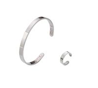 MIFYNN Kalm Bracelet Ring Set for Women Kalm Cuff Bangle Bracelet Menopause Stainless Steel Open Bracelet Relief Pain Relieve Stress Jewelry Gift, M, Stainless Steel, no gemstone