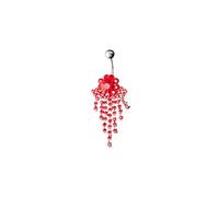 MIFYNN Surgical Stainless Steel Belly Button Rings Claw Chain Tassel Navel Ring Cubic Zirconia Imitation Diamond Belly Button Body Puncture Ring for Women, Crystal, cubic-zirconia