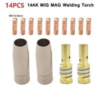 MIG 14AK Welding Torch Consumables Kit 14Pc with Gas Nozzle, Tip Holder and Contact Tips Compatible with MIG MAG Welding Torch 0 6 to 1 2mm (0.9mm)