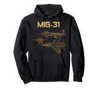 Mig-31 Soviet Plane Warbird Blueprint Schematics Diagram Pullover Hoodie