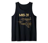 Mig-31 Soviet Plane Warbird Blueprint Schematics Diagram Tank Top