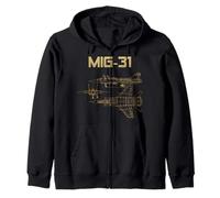 Mig-31 Soviet Plane Warbird Blueprint Schematics Diagram Zip Hoodie