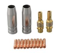MIG MAG Accessory Kit - 14 Piece Nozzles, Collets & Lenses Set Compatible with MB14/15, ML 1500, G15, SB 15, SB 150, TBI 150, ERGOPLUS 15 - M6 0.8 mm Power Nozzle for Welding Torches up to 180 A