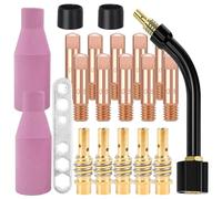 Mig Mag Wear Parts Set Welding Accessories with 21 Pieces 10 x Power Nozzle M6 0.8 mm 5 x Nozzle Handle 2 x Ceramic Nozzles 2 x Insulators 1 x Wrench Suitable AK-15/MB-15