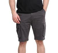 MIG - Mud Ice Gravel Mens Cargo Chino Work & Casual Shorts - Cotton Elasticated Cargo Shorts, Regular Slim Fit Mens Chinos Grey