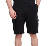 MIG - Mud Ice Gravel Mens Cargo Chino Work & Casual Shorts - Cotton Elasticated Cargo Shorts, Regular Slim Fit Mens Chinos Black