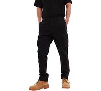 MIG - Mud Ice Gravel Mens Stretch Cargo Chino Trousers - Cotton Elasticated Cargo Pants, Regular Slim Fit Mens Work Casual Chinos (Black, 34W / 31L)