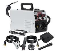 MIG Welder, 3-in-1 Gasless Digital MIG Welding Machine with Adjustable Current, Portable Flux Core Solid Wire MIG Welder, Ideal for Home and Professional Use (White)