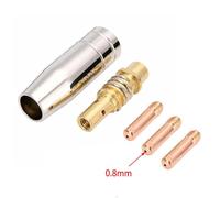 MIG Welder Consumables MB15 15AK Contact Tip Kit 0.6 to 1.2mm - 5 Piece Set Includes Conductive Tips, Nozzle & Holder Compatible with Rilon Riland Jasic Mitech (0.8mm)