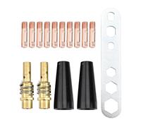 MIG Welding Accessories for MB15 and 15AK Torches - 0.8mm Contact Tip, Flux Core Gasless Nozzle Compatible with 14AK, Complete 15-Piece Kit with Tools