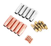 MIG Welding Torch Consumables Kit, 20pc Copper Brass Nozzle Tip Holder Replacement Parts for Binzel, Includes Protective Nozzle 1.5mm