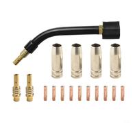 MIG Welding Torch Parts Package for AK15 Units with Torch Neck Holder Diffuser and 10 Precision-Machined Tips (Neck Kit 0.6mm)