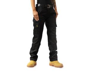 MIG Womens Cargo Combat Work Trousers - Built with Knee pad Pockets, Ideal Tactical Trousers for Women Workwear (Black - 16 Long)