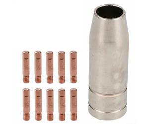 MIG130/140/200 Compatible MB15 Consumables Kit Contact Tips Shroud Nozzle Holder Spares for MIG Welding Torches Suitable for Clarke SIP Welders (0.8mm)