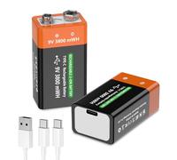MIGAFEI USB Rechargeable 9V Lithium Batteries, 3800 mWh High Capacity Rechargeable 9 Volt Square Batterieswith 2-in-1 charging cable, battery smoke alarm, fire alarm, siren and more
