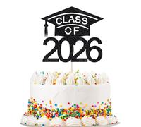 Migeaks Class of 2026 Cake Topper, 2025 Graduation Party,Congrats Grad Cake Decorations, Congratulations High School/College/University Graduate Celebration Party Supplies (Black)