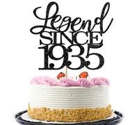 Migeaks Legend Since 1935 Cake Topper 90th Birthday Happy Birthday Cake Topper Men and Women Cheer 90 Years Old Handmade Black Glitter Cake Decoration (1935)
