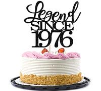 Migeaks Legend Since 1976 Cake Topper 49th Birthday Happy Birthday Cake Topper Men and Women Cheer 49 Years Old Handmade Black Glitter Cake Decoration (1976)