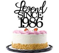 Migeaks Legend Since 1986 Cake Topper 39th Birthday Happy Birthday Cake Topper Men and Women Cheer 39 Years Old Handmade Black Glitter Cake Decoration (1986)