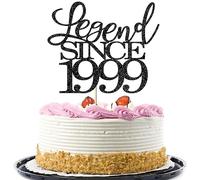 Migeaks Legend Since 1999 Cake Topper 26th Birthday Happy Birthday Cake Topper Men and Women Cheer 26 Years Old Handmade Black Glitter Cake Decoration (1999)