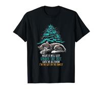 Might Aswell Sleep Under The Tree - Funny Cute Cat Christmas T-Shirt
