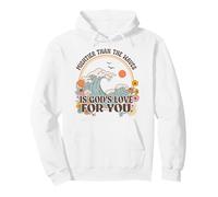 Mightier than the waves is God's love -Groovy Flowers Faith Pullover Hoodie