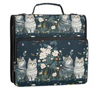 Mighty American Shorthair Cats A River 1.5-Inch 3-Ringing Documents Files Storage Bag with Strap Laege Capacity for Middle