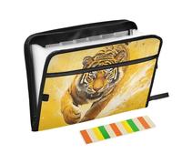 Mighty Animal Realistic Style Yellow Expanding Folders 13 Pockets A4 Letter Size with Zipper Closure for Business Accordion File Folders organizador