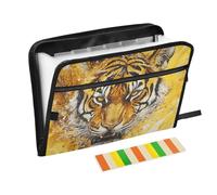 Mighty Animal Realistic Style Yellow File Folder Expandable 13 Pockets A4 Letter Size with Zipper Closure for Document Storage Expandable File Pocket expando