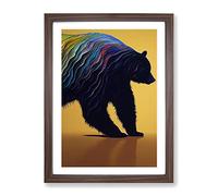 Mighty Bear Abstract Framed Print | A2 Walnut Framed Wall Art | Ready to Hang | Abstract Animal Picture | Living Room Bedroom Lounge Office