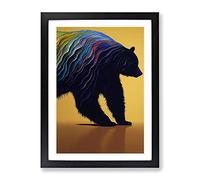 Mighty Bear Abstract Framed Wall Art Print A2 Black