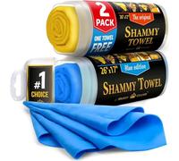 Mighty Cleaner Premium 2pk +1 Free Shammy Cloth - Super Absorbent Chamois Towel - Reusable & Scratch-Free - Soft Car Drying Towels (26"x17")