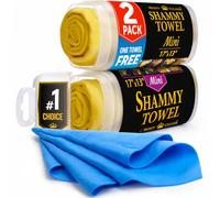 Mighty Cleaner Premium 2pk Mini +1 Free Shammy Cloth for Car Drying - (17”x13”) - Super Absorbent Chamois Towel for Car - Reusable Shammy Towel for Car - Scratch-Free Car Drying Towel