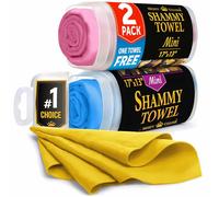 Mighty Cleaner Premium 2pk Mini +1 Free Shammy Cloth for Drying - (17"x13") - Super Absorbent Chamois Towel - Reusable Scratch-Free Drying Towel