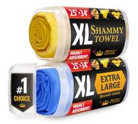 Mighty Cleaner XL Shammy Towel for Car - 2 Pack - Yellow & Blue