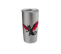 Mighty Cool Black Dragon with Red Wings Stainless Steel Insulated Tumbler