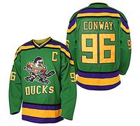 Mighty Ducks Jersey #96 Charlie Conway #99 Adam Banks #33 Greg Goldberg #66 Gordon Bombay Movie Hockey Jersey White Green, 96 Charlie Conway Green, Large