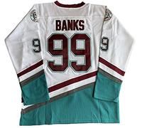 Mighty Ducks Jersey #96 Charlie Conway #99 Adam Banks #33 Greg Goldberg #66 Gordon Bombay Movie Hockey Jersey White Green (99 White, X-Large), Green,white, XL