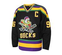 Mighty Ducks Jersey 96 Charlie Conway 99 Adam Banks Movie Ice Hockey Jersey, 90S Hip Hop Clothing for Party, 96-black, S