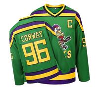Mighty Ducks Jersey,96 Conway Jersey,99 Banks Jersey,Movie Ice Hockey Jersey,Broidery Letters and Numbers Green/White/Black, Green96, XL