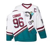 Mighty Ducks jersey Movie Ice Hockey Jersey S-XXL Charlie Conway #96 Adam Banks #99, 90S Hip Hop Clothing for Party, #96 White, Medium