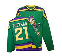 Mighty Ducks Jersey Movie Ice Hockey Jersey S-XXL Charlie Conway #96 Adam Banks #99, 90S Hip Hop Clothing for Party, #21 Green, S